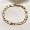 Stainless Steel Basic Bracelet, Figaro Design, Polished, Golden Finish, 03.256.0014.09 (Thickness, 9 Inches Length)