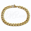 Stainless Steel Basic Bracelet, Curb Design, Polished, Golden Finish, 03.256.0012.09