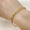 Stainless Steel Basic Bracelet, Curb Design, Polished, Golden Finish, 03.256.0012.09 — alternate product view — SKU 160226 | Acero inoxidable básico Bracelet, Curb diseño, pulido, acabado dorado, 03.256.0012.09 — vista alternativa — SKU 160226