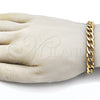 Stainless Steel Basic Bracelet, Curb Design, Polished, Golden Finish, 03.256.0013.09 (230 Gauge, Thickness, 9 Inches Length)