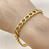 Stainless Steel Basic Bracelet, Curb Design, Polished, Golden Finish, 03.256.0013.09 (230 Gauge, Thickness, 9 Inches Length)