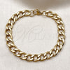 Stainless Steel Basic Bracelet, Curb Design, Polished, Golden Finish, 03.256.0013.09 — alternate product view — SKU 160227 | Acero inoxidable básico Bracelet, Curb diseño, pulido, acabado dorado, 03.256.0013.09 — vista alternativa — SKU 160227