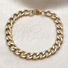 Stainless Steel Basic Bracelet, Curb Design, Polished, Golden Finish, 03.256.0013.09 (230 Gauge, Thickness, 9 Inches Length)