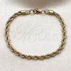 Stainless Steel Basic Bracelet, Rope Design, Polished, Golden Finish, 03.435.0005.09 — alternate product view — SKU 160228 | Acero inoxidable básico Bracelet, Rope diseño, pulido, acabado dorado, 03.435.0005.09 — vista alternativa — SKU 160228