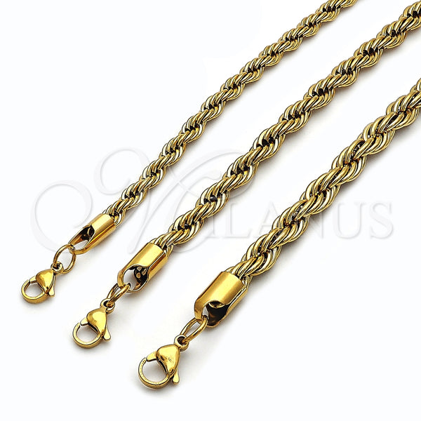 Stainless Steel Basic Bracelet, Rope Design, Polished, Golden Finish, 03.435.0005.09 — main product view — SKU 160228 | Acero inoxidable básico Bracelet, Rope diseño, pulido, acabado dorado, 03.435.0005.09 — vista principal — SKU 160228