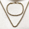 Stainless Steel Necklace and Bracelet, Rope Design, Polished, Golden Finish, 06.435.0004