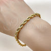 Stainless Steel Basic Bracelet, Rope Design, Polished, Golden Finish, 03.278.0012.1.09 (Thickness, 24 Inches Length)