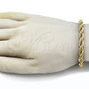Stainless Steel Basic Bracelet, Rope Design, Polished, Golden Finish, 03.435.0006.09 (Thickness, 9 Inches Length)