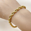 Stainless Steel Basic Bracelet, Rope Design, Polished, Golden Finish, 03.435.0006.09 (Thickness, 9 Inches Length)