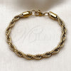 Stainless Steel Basic Bracelet, Rope Design, Polished, Golden Finish, 03.435.0006.09 — alternate product view — SKU 160231 | Acero inoxidable básico Bracelet, Rope diseño, pulido, acabado dorado, 03.435.0006.09 — vista alternativa — SKU 160231