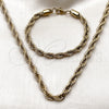 Stainless Steel Necklace and Bracelet, Rope Design, Polished, Golden Finish, 06.435.0005