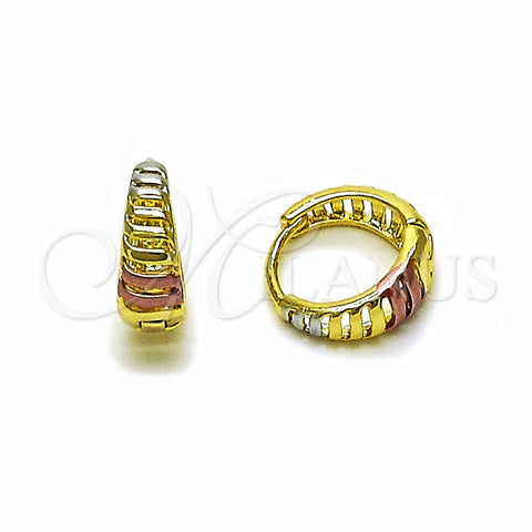 Oro Laminado Huggie Hoop, Gold Filled Style Polished, Tricolor, 02.156.0727.15