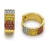 Oro Laminado Huggie Hoop, Gold Filled Style Diamond Cutting Finish, Tricolor, 02.156.0728.15
