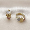 Oro Laminado Huggie Hoop, Gold Filled Style Heart Design, Polished, Tricolor, 02.156.0729.15