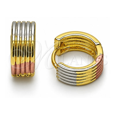 Oro Laminado Huggie Hoop, Gold Filled Style Polished, Tricolor, 02.156.0732.15