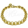 Oro Laminado Fancy Bracelet, Gold Filled Style Heart Design, Polished, Golden Finish, 03.331.0327.08