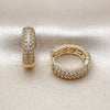 Oro Laminado Huggie Hoop, Gold Filled Style with White Cubic Zirconia, Polished, Golden Finish, 02.283.0268.18