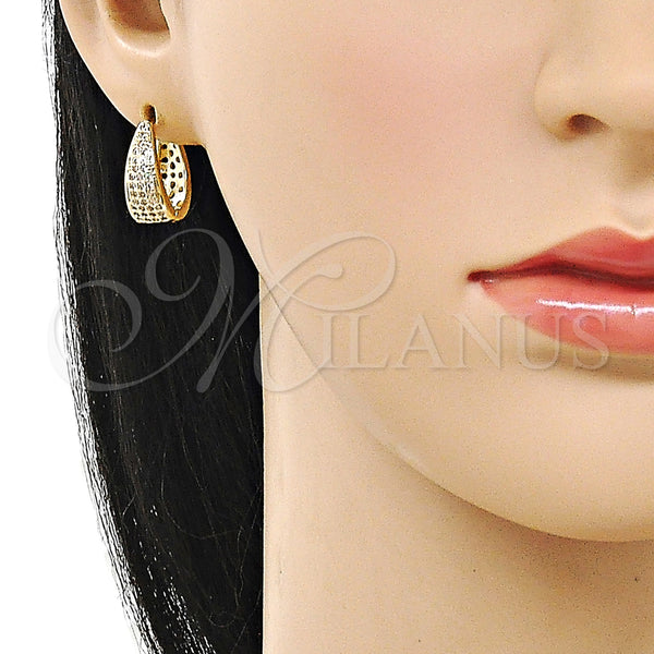 Gold Filled Hoop Earrings — Huggie Hoop with White Cubic Zirconia Polished 02. — alternate product view — SKU 160258 | Oro Laminado aretes de aro — Huggie Hoop with blanco Cubic Zirconia pulido 02. — SKU 160258