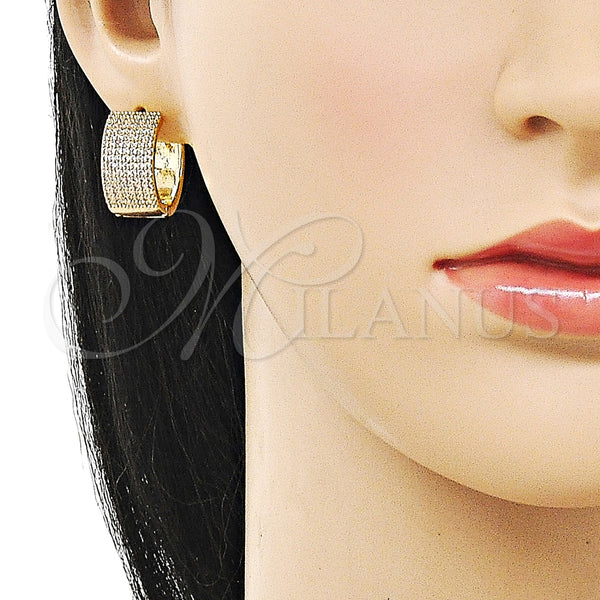 Gold Filled Hoop Earrings — Huggie Hoop with White Cubic Zirconia Polished 02. — alternate product view — SKU 160260 | Oro Laminado aretes de aro — Huggie Hoop with blanco Cubic Zirconia pulido 02. — SKU 160260