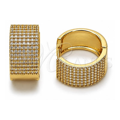 Oro Laminado Huggie Hoop, Gold Filled Style with White Cubic Zirconia, Polished, Golden Finish, 02.283.0272.20