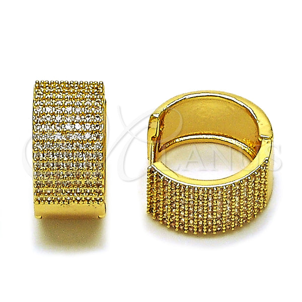 Gold Filled Hoop Earrings — Huggie Hoop with White Cubic Zirconia Polished 02. — main product view — SKU 160260 | Oro Laminado aretes de aro — Huggie Hoop with blanco Cubic Zirconia pulido 02. — SKU 160260