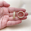 Oro Laminado Huggie Hoop, Gold Filled Style Baguette and Cluster Design, with White Cubic Zirconia and White Micro Pave, Polished, Golden Finish, 02.283.0273.25