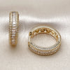 Oro Laminado Huggie Hoop, Gold Filled Style Baguette and Cluster Design, with White Cubic Zirconia and White Micro Pave, Polished, Golden Finish, 02.283.0273.25