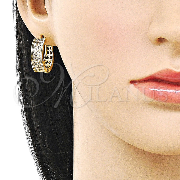 Gold Filled Hoop Earrings — Huggie Hoop with White Cubic Zirconia Polished 02. — alternate product view — SKU 160262 | Oro Laminado aretes de aro — Huggie Hoop with blanco Cubic Zirconia pulido 02. — SKU 160262