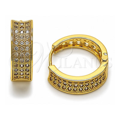 Oro Laminado Huggie Hoop, Gold Filled Style with White Cubic Zirconia, Polished, Golden Finish, 02.283.0274.20