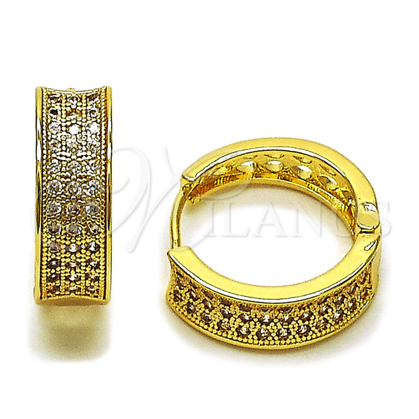 Gold Filled Hoop Earrings — Huggie Hoop with White Cubic Zirconia Polished 02. — main product view — SKU 160262 | Oro Laminado aretes de aro — Huggie Hoop with blanco Cubic Zirconia pulido 02. — SKU 160262