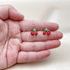Oro Laminado Stud Earring, Gold Filled Style Cherry Design, Red Enamel Finish, Golden Finish, 02.283.0279
