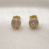 Oro Laminado Stud Earring, Gold Filled Style Cluster Design, with White Cubic Zirconia, Polished, Golden Finish, 02.283.0282