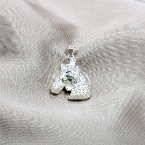 Sterling Silver Fancy Pendant, Horse Design, Polished, Silver Finish, 05.393.0003