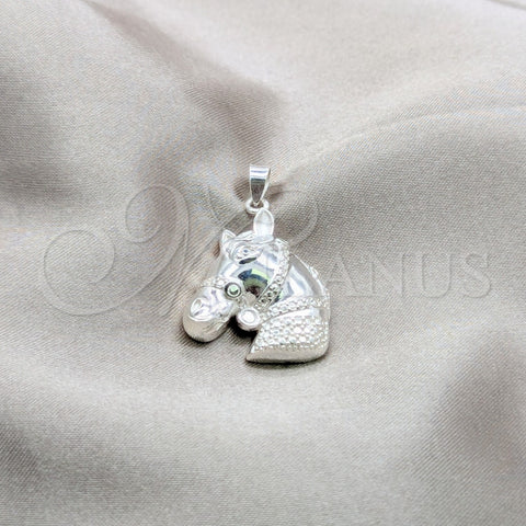 Sterling Silver Fancy Pendant, Horse Design, Polished, Silver Finish, 05.393.0003