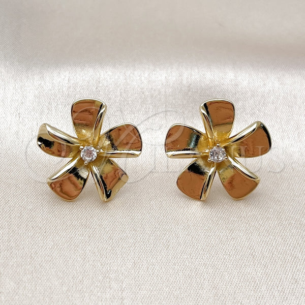 Gold Filled Ring — Stud Earring Flower Design with White Cubic Zirconia — alternate product view — SKU 160275 | Oro Laminado anillo — Stud Earring flor diseño with blanco Cubic Zirconia — SKU 160275
