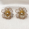 Oro Laminado Stud Earring, Gold Filled Style Flower and Ball Design, Polished, Golden Finish, 02.282.0035