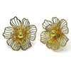 Oro Laminado Stud Earring, Gold Filled Style Flower and Ball Design, Polished, Golden Finish, 02.282.0035