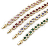 Oro Laminado Tennis Bracelet, Gold Filled Style Heart Design, with Green Cubic Zirconia, Polished, Golden Finish, 03.284.0058.2.07 (08 MM Thickness, 7 Inches Length)