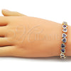 Oro Laminado Tennis Bracelet, Gold Filled Style Heart Design, with Amethyst Cubic Zirconia, Polished, Golden Finish, 03.284.0058.3.07 (08 MM Thickness, 7 Inches Length)