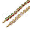 Oro Laminado Tennis Bracelet, Gold Filled Style Cherry Design, with Pink Cubic Zirconia, Polished, Golden Finish, 03.284.0059.08 (Thickness, 8 Inches Length)