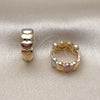 Oro Laminado Huggie Hoop, Gold Filled Style Heart Design, Polished, Tricolor, 02.196.0219.14