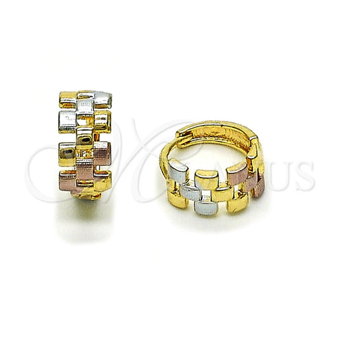 Oro Laminado Huggie Hoop, Gold Filled Style Polished, Tricolor, 02.196.0220.14