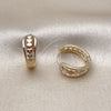 Oro Laminado Huggie Hoop, Gold Filled Style Heart Design, Polished, Tricolor, 02.196.0223.15