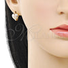 Oro Laminado Huggie Hoop, Gold Filled Style Heart Design, Diamond Cutting Finish, Golden Finish, 02.196.0226.14