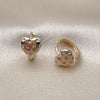 Oro Laminado Huggie Hoop, Gold Filled Style Heart Design, Diamond Cutting Finish, Golden Finish, 02.196.0226.14