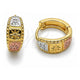 Oro Laminado Huggie Hoop, Gold Filled Style Diamond Cutting Finish, Tricolor, 02.196.0230.14