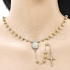 Oro Laminado Medium Rosary, Gold Filled Style Caridad del Cobre and Crucifix Design, Polished, Golden Finish, 09.213.0059.24