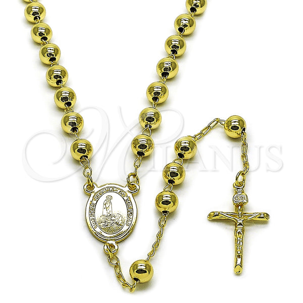 Oro Laminado Medium Rosary, Gold Filled Style Caridad del Cobre and Crucifix Design, Polished, Golden Finish, 09.213.0060.24