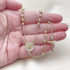Oro Laminado Thin Rosary, Gold Filled Style Guadalupe and Crucifix Design, with White Cubic Zirconia, Polished, Golden Finish, 09.213.0061.24