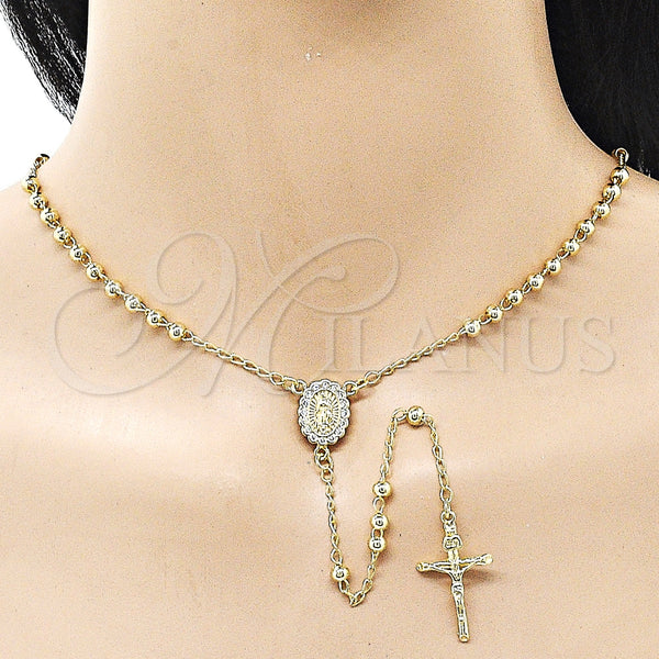 Gold Filled Jewelry — Thin Rosary Guadalupe and Crucifix Design with White — alternate product view — SKU 160317 | Oro Laminado joyería — Thin Rosary Guadalupe and Crucifix diseño with blanco — SKU 160317